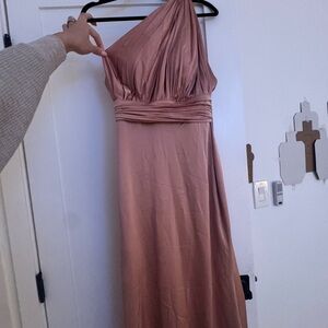 Elegant One-Shoulder Pink Dress